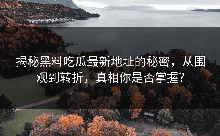 揭秘黑料吃瓜最新地址的秘密，从围观到转折，真相你是否掌握？