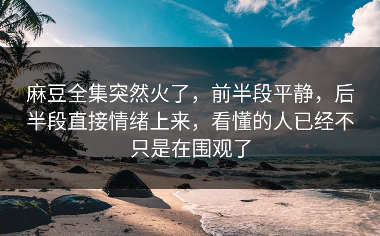 麻豆全集突然火了，前半段平静，后半段直接情绪上来，看懂的人已经不只是在围观了