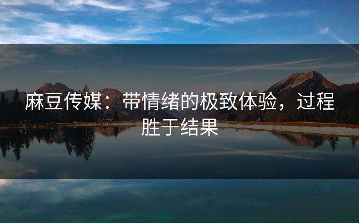 麻豆传媒：带情绪的极致体验，过程胜于结果