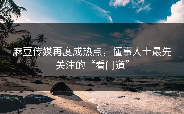 麻豆传媒再度成热点，懂事人士最先关注的“看门道”